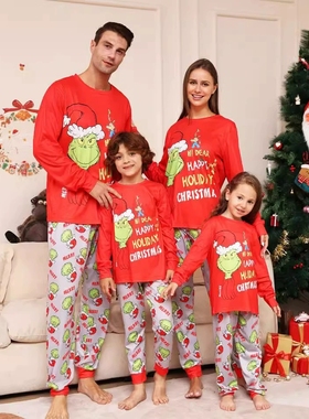 Monsters Christmas Parent-Child Sets Printed Home Pajamas