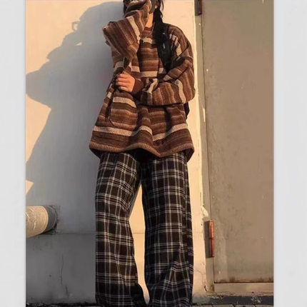 Large size 4xl 3xl 2xl women's striped woolen sweater 毛衣