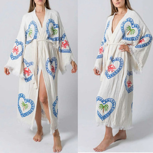 printed outerwear couples Loose wear size home 家居服 plus