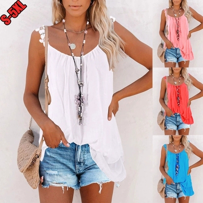 Women's lace-up sheer double-layered solid-color top 上衣