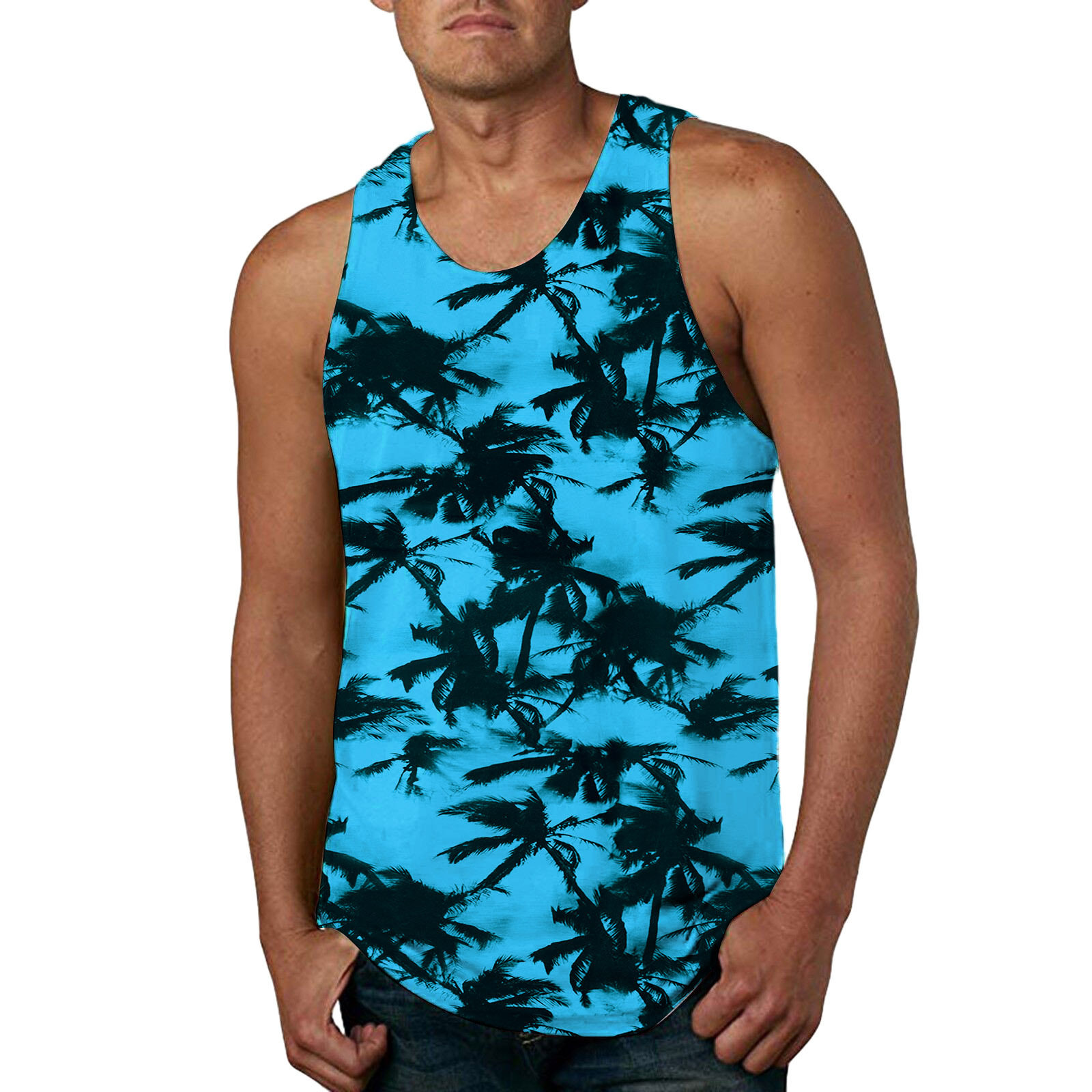 Men fashion vest printed casual T-shirt 男背心印花休闲T恤衫