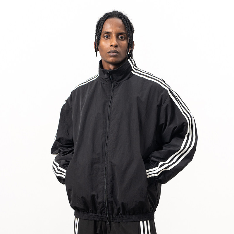 秋冬新品潮牌巴黎三条杠休闲运动立领外套开衫夹克男