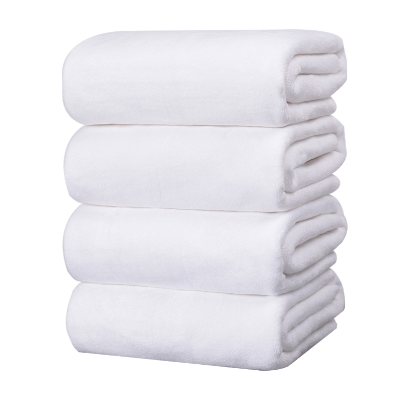 宾馆足疗铺床白色吸水浴巾定制