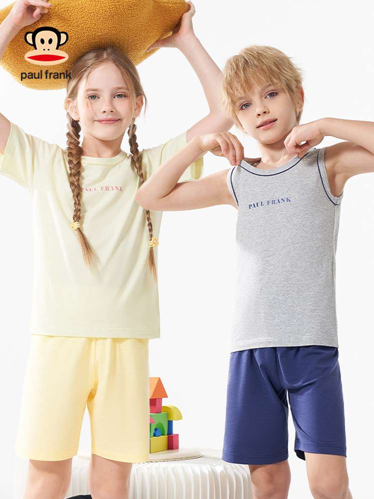大嘴猴夏季儿童纯棉背心短袖家居服套装中大男女童t恤空调服2件套,童装/婴儿装/亲子装,家居服套装,淘宝优惠券,粉丝福利购,淘宝优惠卷