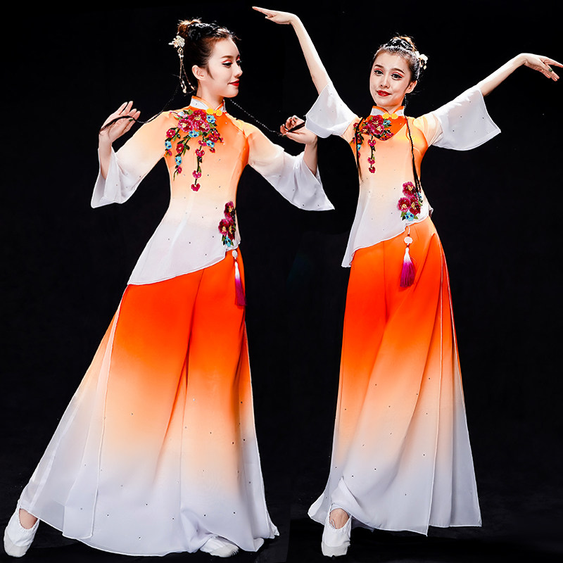 古典舞演出服女飘逸新款独舞扇子舞舞蹈服装中国风伞舞艺考表演服_虎窝淘