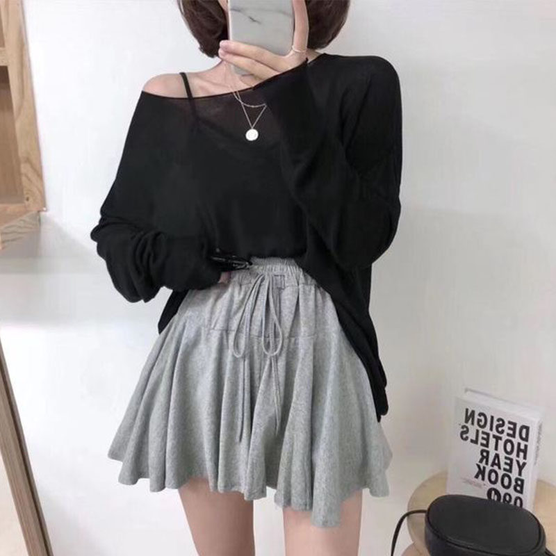 高腰阔腿a字半身裙子女夏2021宽松ins潮休闲运动居家睡裤学生短裙|msdalam kategori Butik wanita / wanita, skirt - dari Buy2taobao.com untuk memberikan perkhidmatan ejen Taobao profesional membeli