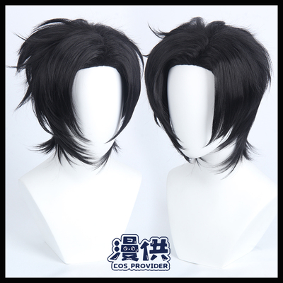 taobao agent Black deacon Clort COS wigs and anti -short hair partial bangs black fluffy and grab