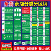 2025新版 药店分类标识牌全套标签药房分类指示牌门诊医院诊所大药房药品分类牌贴纸GPS认证标准药店标牌定制