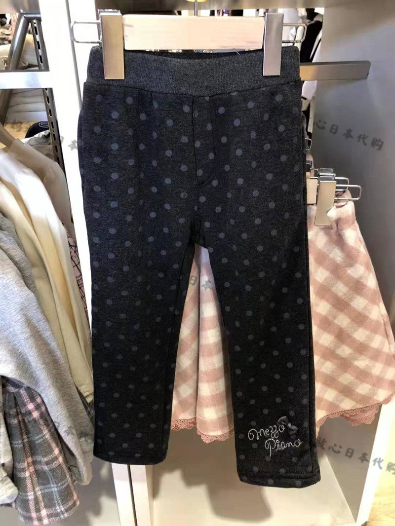 现货4折 日本购mezzo piano钢琴家女童波点柔软加厚长裤110120cm