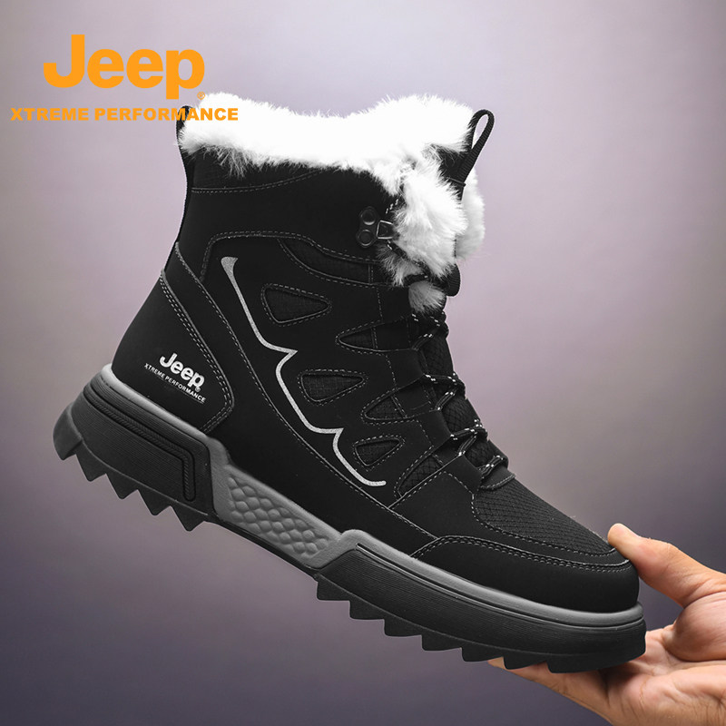 JEEP/吉普冬季男女鞋时尚潮流休闲加绒加厚保暖雪地靴防滑徒步鞋
