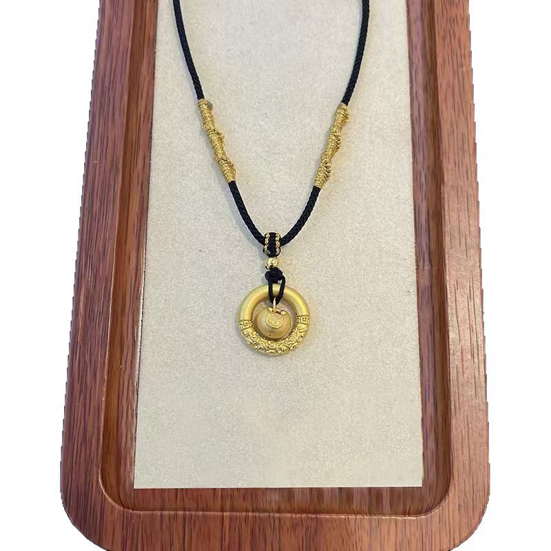 乾坤圈平安扣字母吊坠 3d硬金编绳项链女diy首饰礼物项链