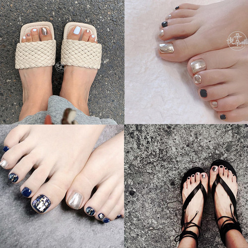 脚指甲穿戴甲魔镜粉金属感辣妹