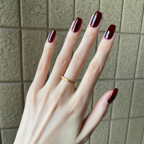 穿戴甲贴片简约单色纯色酒红色