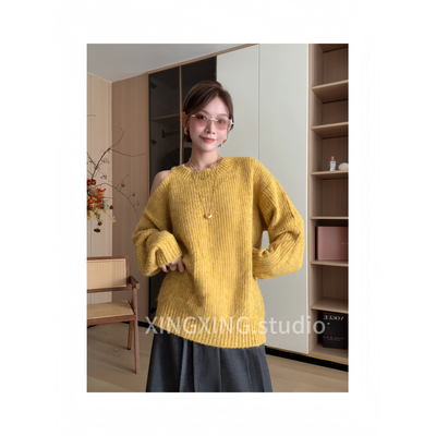 X.x.慵懒风时尚休闲毛衣女秋冬外穿高级感加厚套头上衣85022