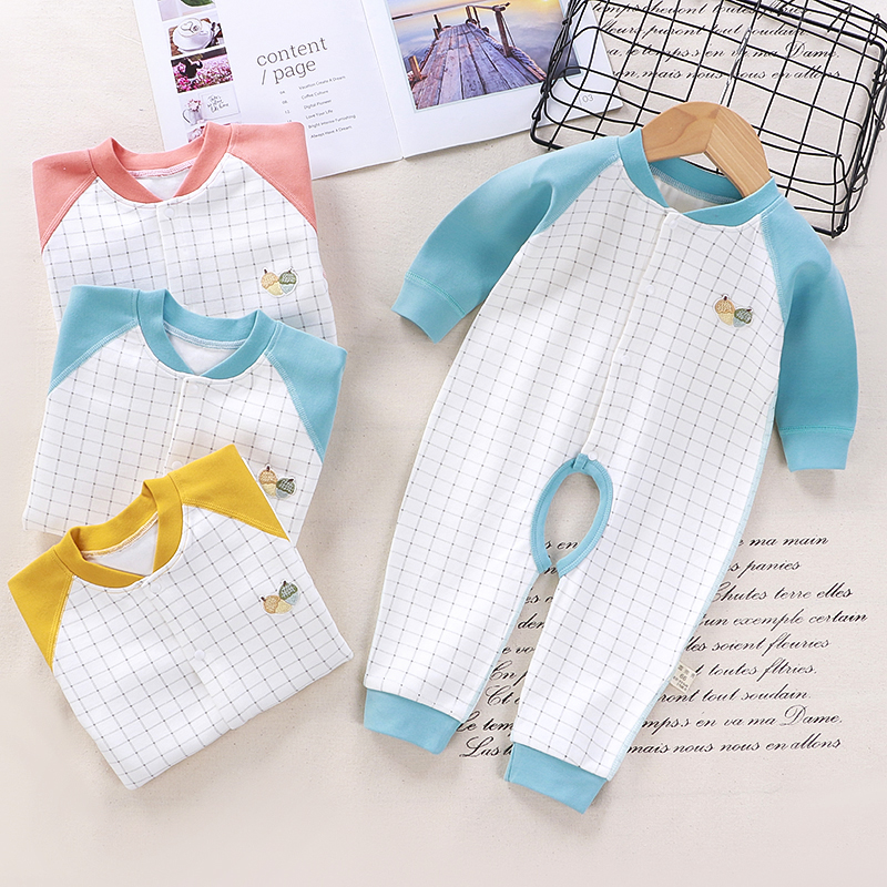 BABY COTTON ONE-PIECE FOUR SEASONS INFANT BONELESS CRAWLING SUIT NEWBORN COTTON THICKENED WARM LONG-SLEEVED HA SUIT
