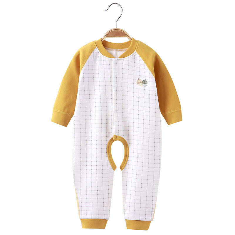 BABY COTTON ONE-PIECE FOUR SEASONS INFANT BONELESS CRAWLING SUIT NEWBORN COTTON THICKENED WARM LONG-SLEEVED HA SUIT