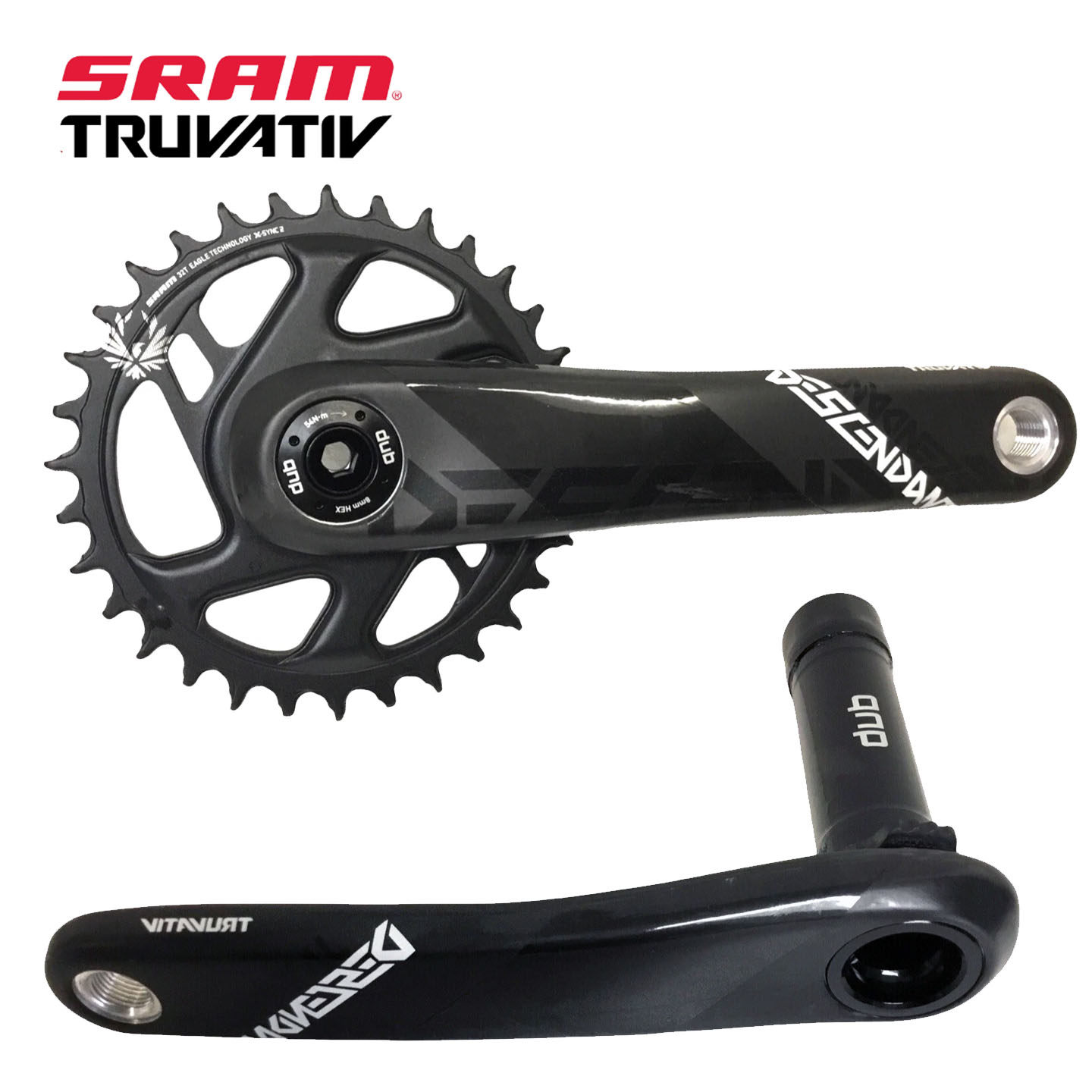SRAM山地车碳纤维曲柄牙盘 新锐Truvativ 170/32T DUB轴心 GX X01