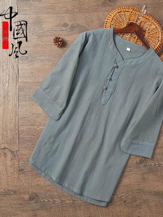 MENS SHORT SLEEVE T-SHIRT SUMMER CHINESE RETRO TRENDY BRAND TANG COSTUME BASE SHIRT ETHNIC STYLE TANG JACKET MENS HALF SLEEVE