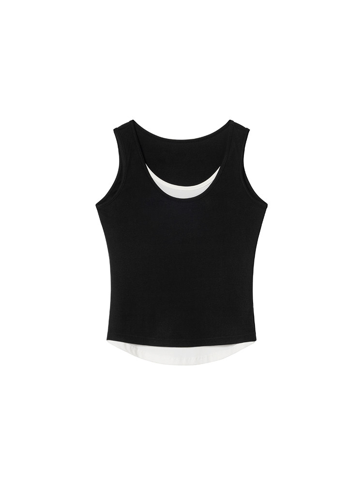 Black sleeveless tank top on a white background