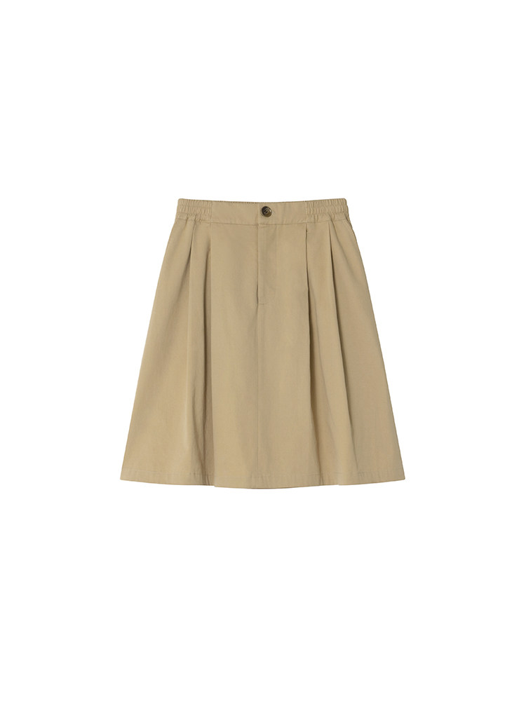 Beige pleated skirt on a white background