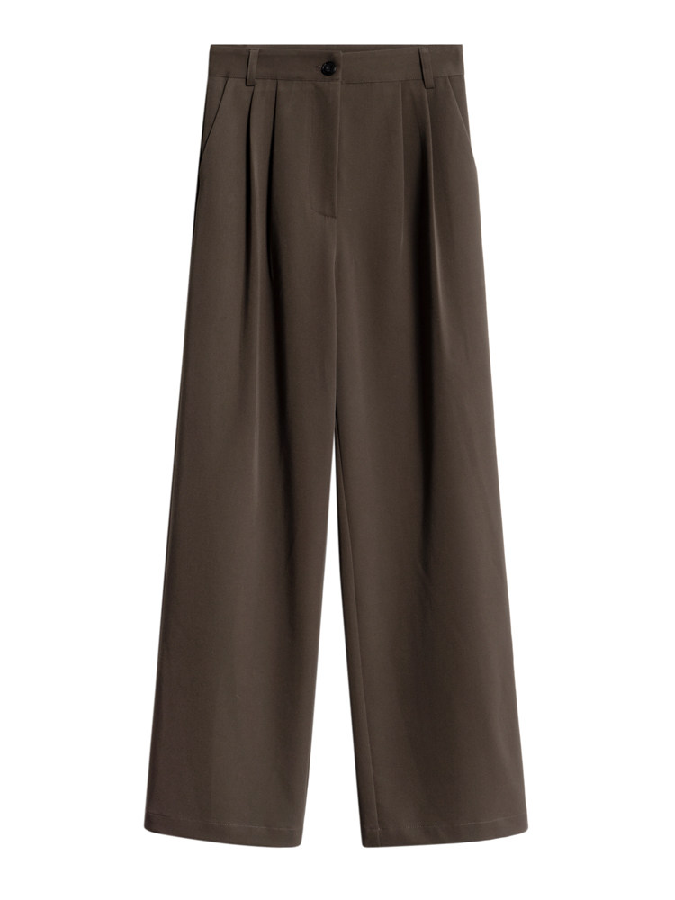 Brown wide-leg trousers on a white background
