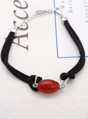 手绳牡丹缘925银红玛瑙本命年