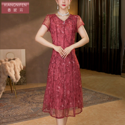 香妮芬气质妈妈连衣裙