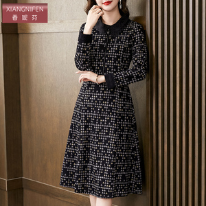 香妮芬娃娃领气质小香风连衣裙女2026新款春季妈妈贵夫人高端裙子