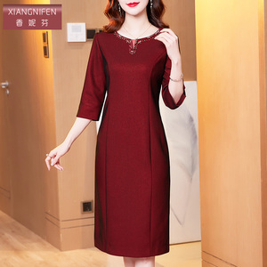 香妮芬手工钉珠高端奢华精致妈妈婚庆礼服2026新款春季婚礼连衣裙