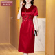 香妮芬醋酸高端洋气妈妈婚宴礼服连衣裙2025新款 夏气质高贵宴会装