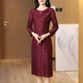 裙子 设计感修身 香妮芬高贵优雅蕾丝中年妈妈连衣裙女2026新款 春季