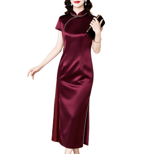 香妮芬气质收腰显瘦喜婆婆婚宴装礼服2025秋夏新款高端醋酸连衣裙