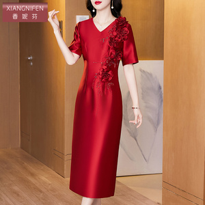 香妮芬喜婆婆婚宴装2026新款妈妈礼服绣花高贵优雅敬酒喜服连衣裙