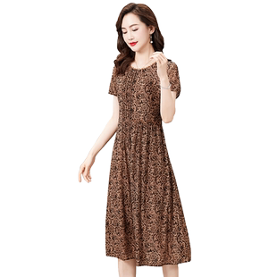 香妮芬高端品牌进口台湾纱妈妈连衣裙女夏2026新款气质遮肚子显瘦