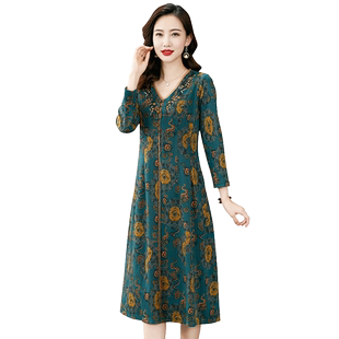 香妮芬中年妈妈连衣裙女2026新款春季高端气质阔太太贵夫人羊绒裙