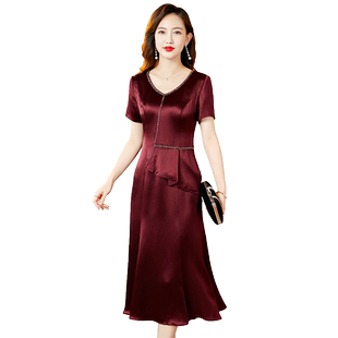 香妮芬高贵年轻喜婆婆婚宴装晚礼服2025新醋酸面料妈妈婚礼连衣裙