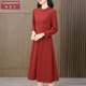 香妮芬红色洋气高贵阔太太连衣裙女2025新款 秋季 超好看精致妈妈裙