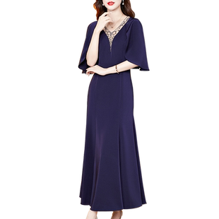 香妮芬喜妈妈婚宴礼服披肩式气质高贵婚宴连衣裙2026新款夏喜婆婆