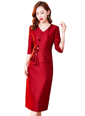 香妮芬夫人妈妈连衣裙洋气春季