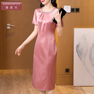 显瘦连衣裙 修身 香妮芬喜婆婆敬酒服气质妈妈婚宴礼服2025夏季 新款