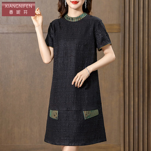 香妮芬宽松通勤香云纱真丝连衣裙女2026新款 高端品牌桑蚕丝裙 夏季