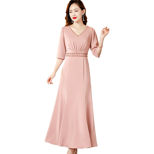 香妮芬高腰修身妈妈婚宴结婚礼服2026新款春夏喜婆婆宴会装连衣裙