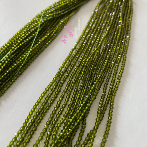 绿橄榄石色墨绿尖晶刻面圆珠散珠小珠子2m3m直径DIY手工配珠项链