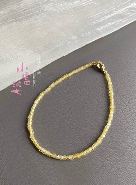 超闪金黄色手链小方块女款手链极细显白手串高级感简约百搭串珠