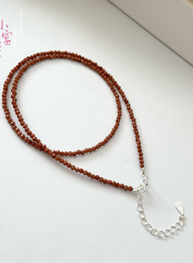 秋冬新款天然金沙石串珠项链女复古轻奢小众高级感锁骨链2025