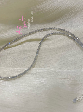 天然月光石小方糖锁骨链白月光灰月光女款项链秋冬新款轻奢级可爱