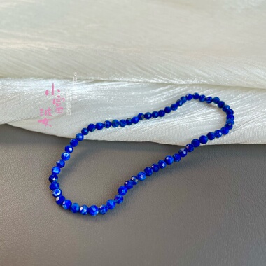 原创天然青金石手链极细女圆珠刻面手串帝王青3mm小水晶手链细