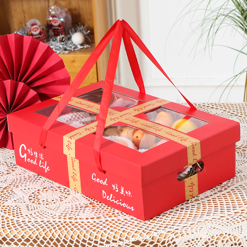 端午送礼新鲜水果空盒子女神节通用透明包装盒高档礼盒红色礼品盒