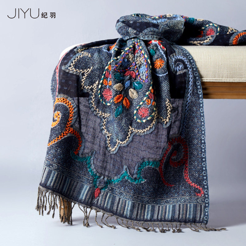 纪羽 秋冬印度手工刺绣水煮羊毛披肩围巾女长款民族风保暖,服饰配件/皮带/帽子/围巾,围巾/丝巾/披肩,淘宝优惠券,粉丝福利购,淘宝优惠卷