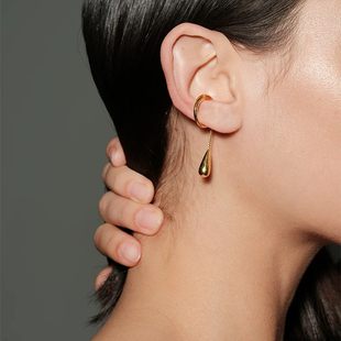 卖耳环的老大爷 时髦休闲款流苏水滴链条椭圆吊坠耳骨夹耳夹